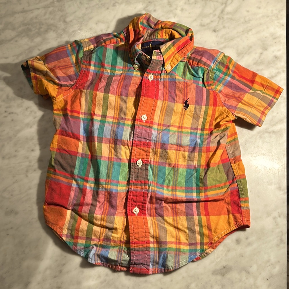 A Ralph Lauren polo, which is multicolored and for size 2T